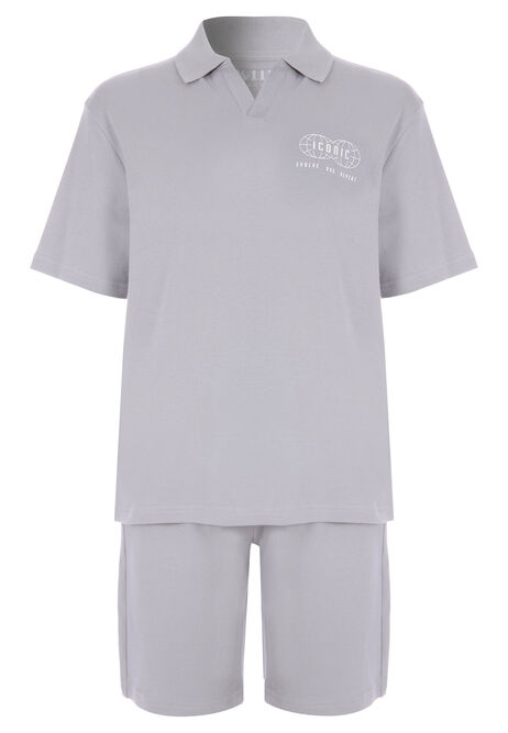 Older Boys Grey Polo Shirt & Shorts Set