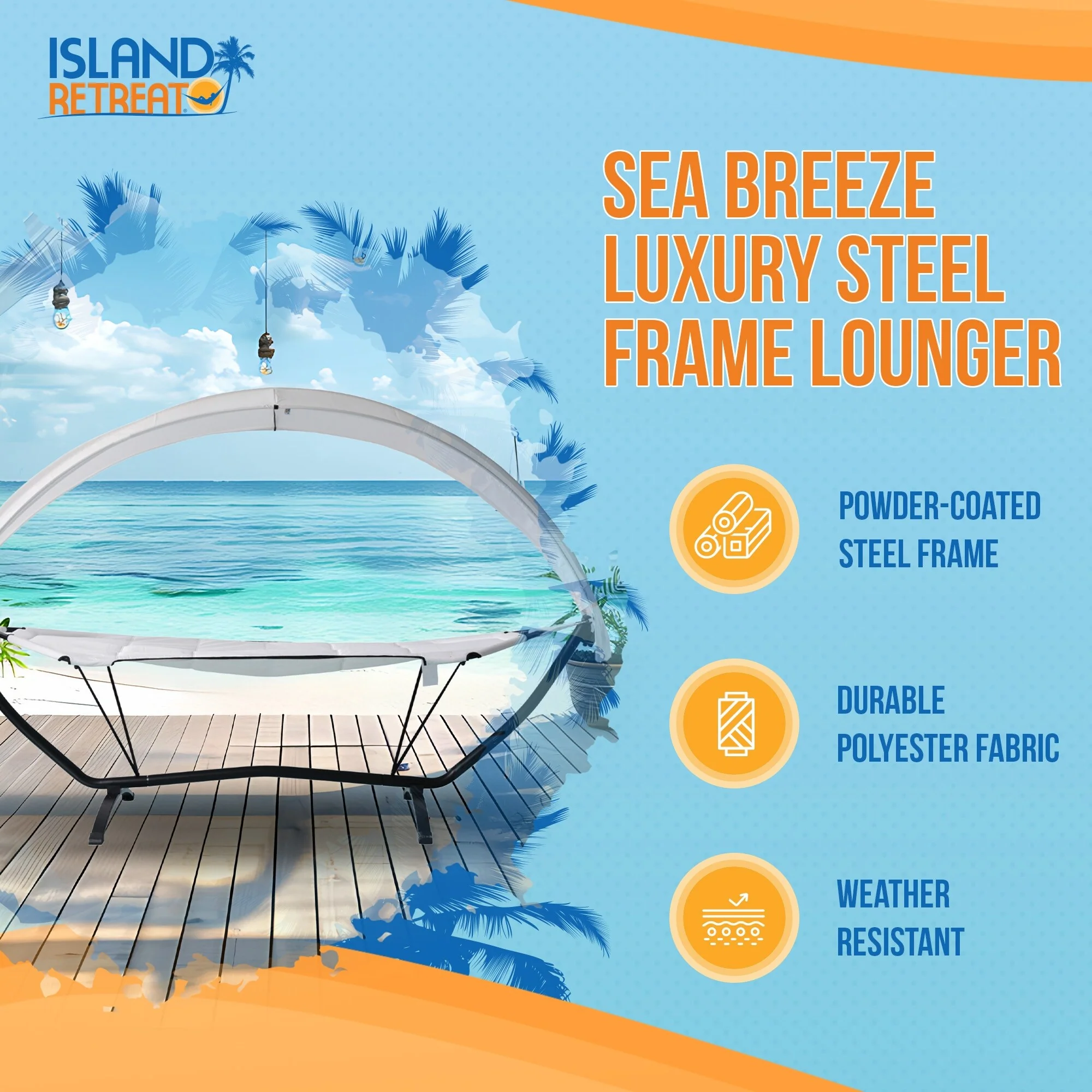 Sea Breeze Luxury Steel Frame Lounger With Canopy - Champagne