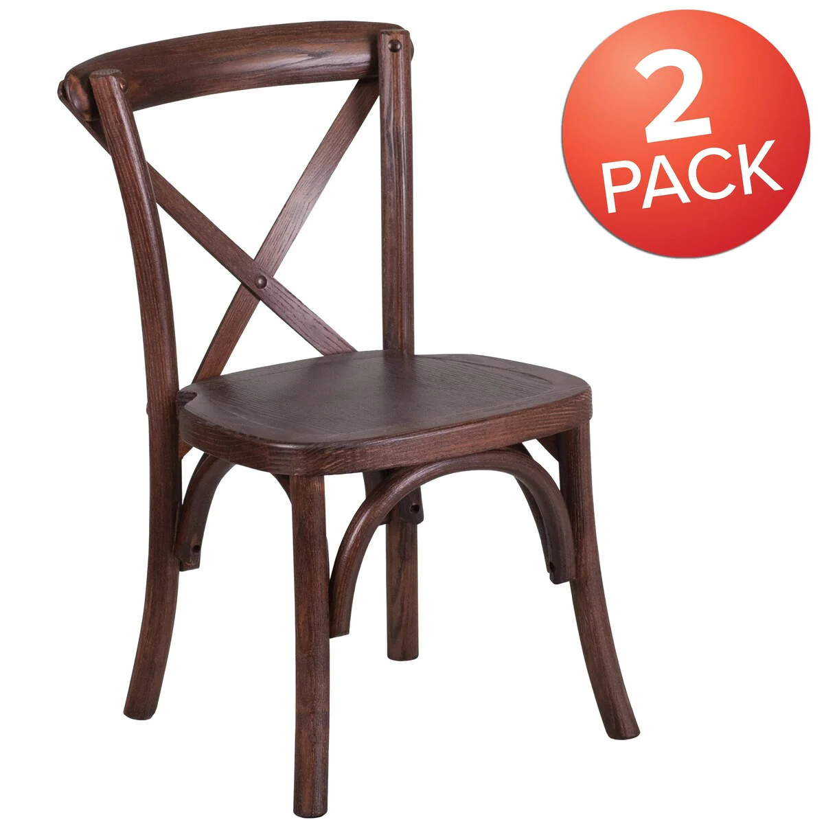 2Pk Stackable Kids Mahogany Wood Cross Back Chair - Kids Dining Chair