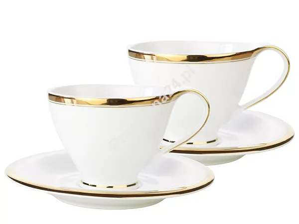 Komplet 2 filiżanek ze spodkiem (4 el.) Bogucice - Cleopatra Gold Plus 1175
