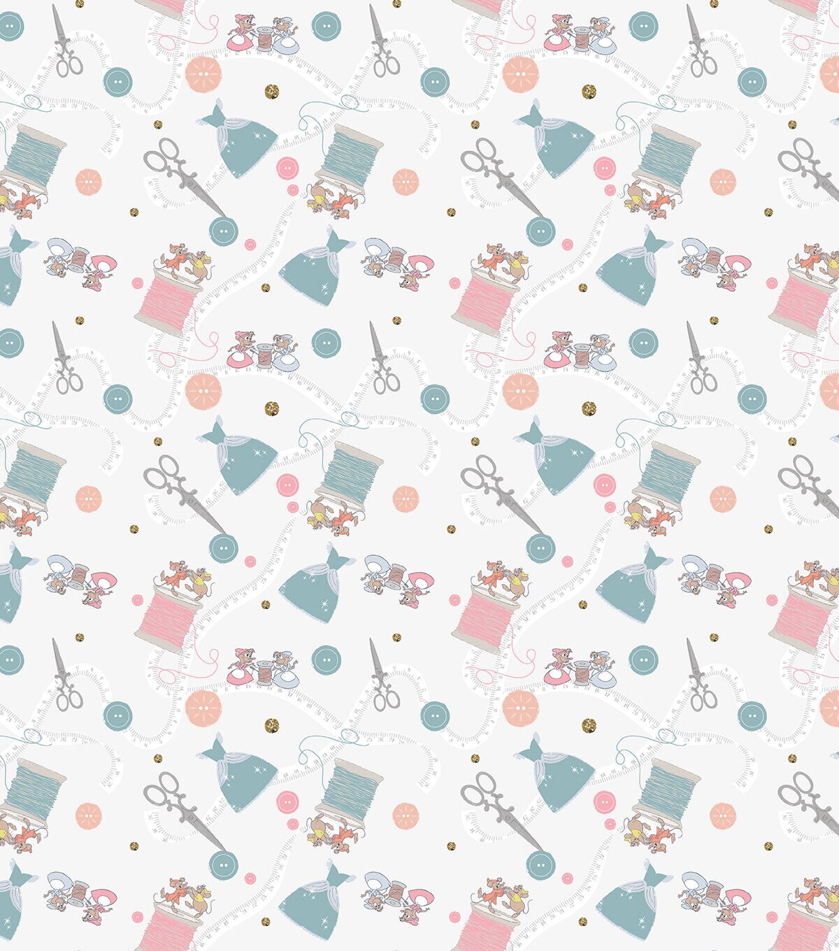 Princess Cinderella Mice Sewing Cotton Fabric