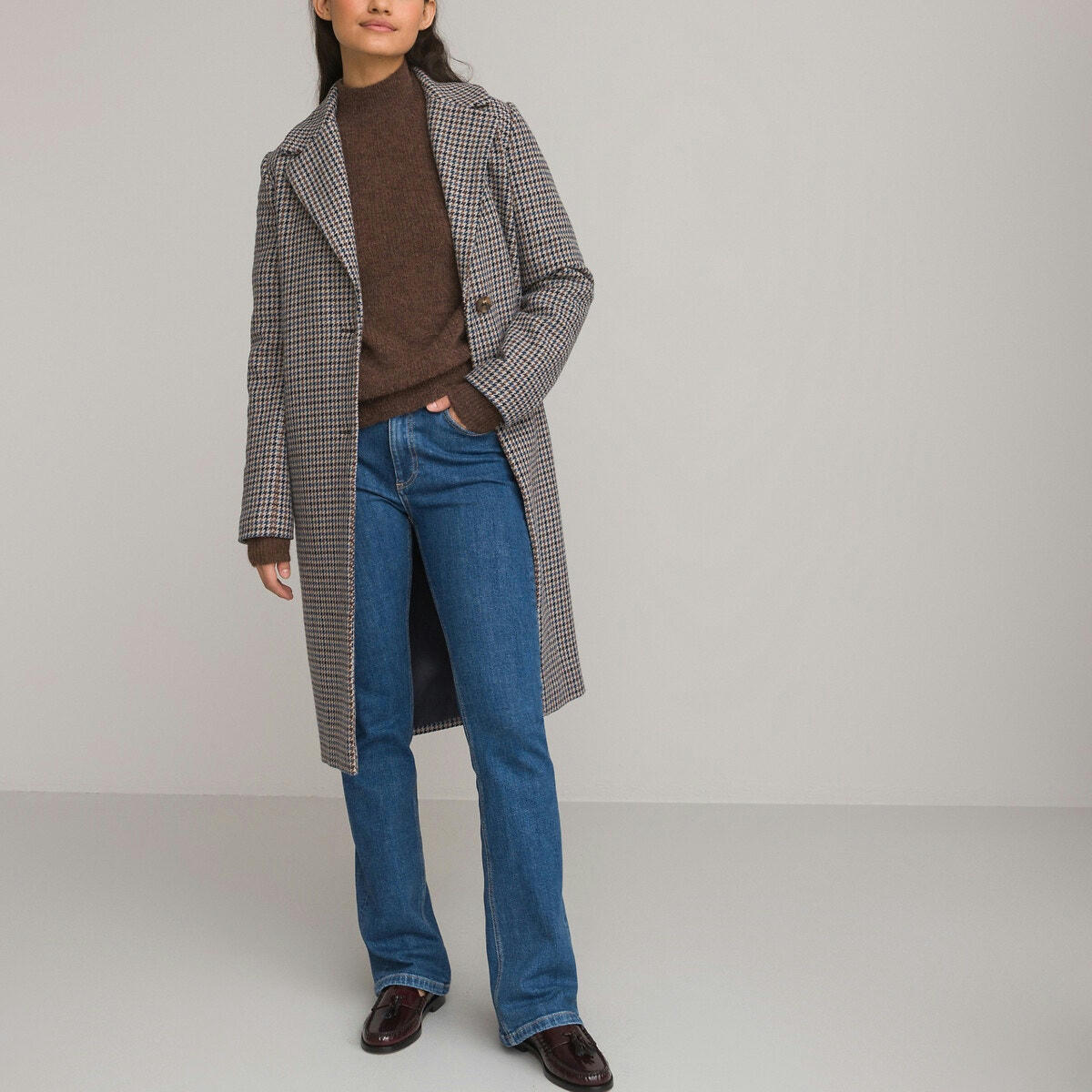 Manteau long à carreaux