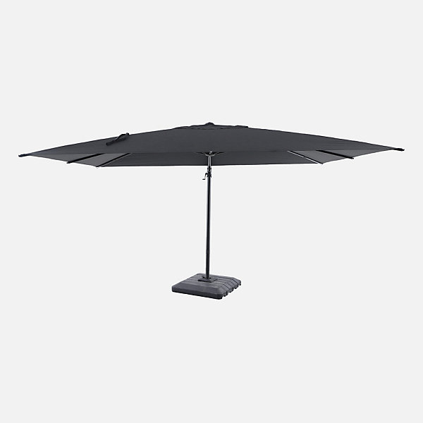 Parasol déporté rectangulaire 3x4m   housse et dalles à lester 98x98cm anthracite - Ombrea