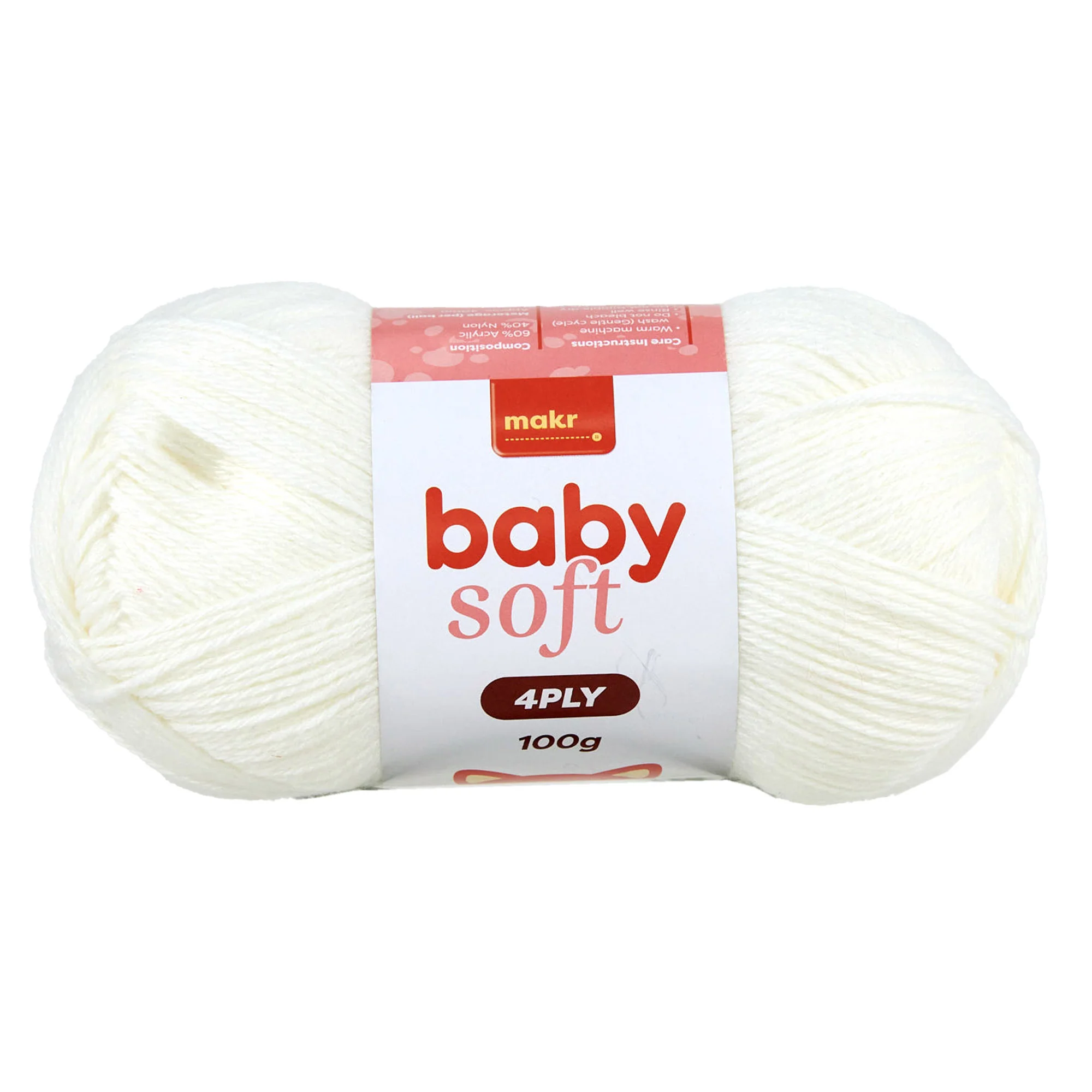 Makr Baby Soft Crochet & Knitting Yarn 8ply, 230m Acrylic Nylon Blend Yarn