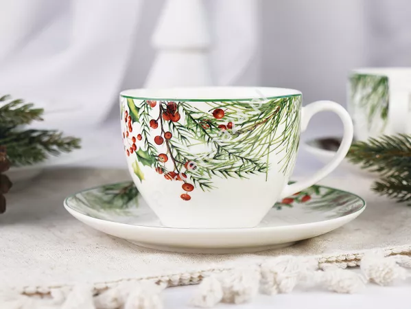 Komplet filiżanek ze spodkami 0,27 l / 15 cm (2 szt.)Duo - Christmas Leaves 15.CHLE.K2TD