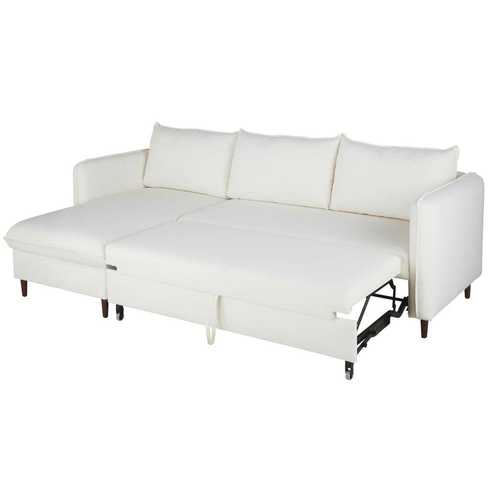 Divine - Canapé d'angle convertible 4/5 places blanc