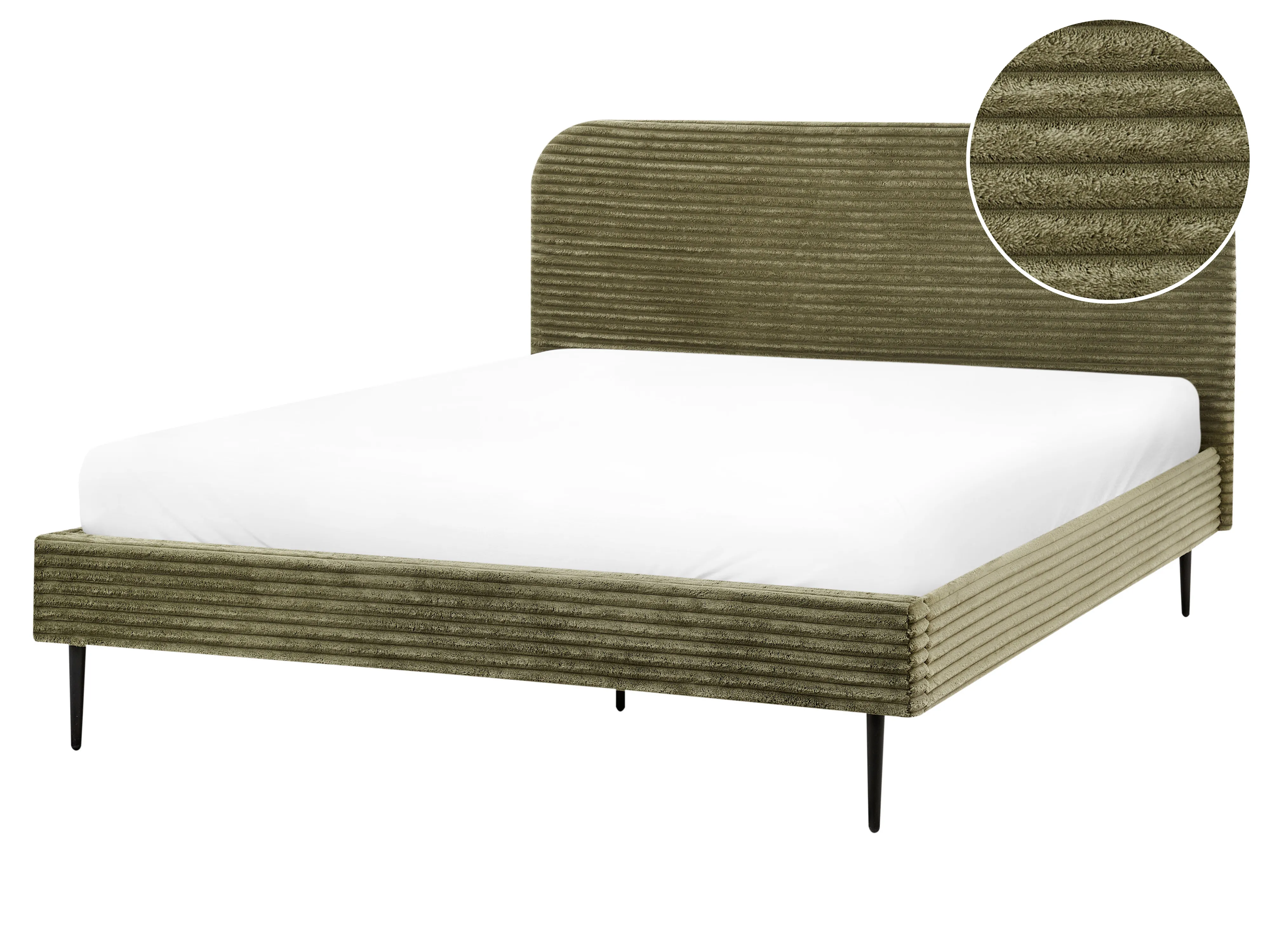 Bed Corduroy FLAYAT 140 x 200 cm (EU Double) Green