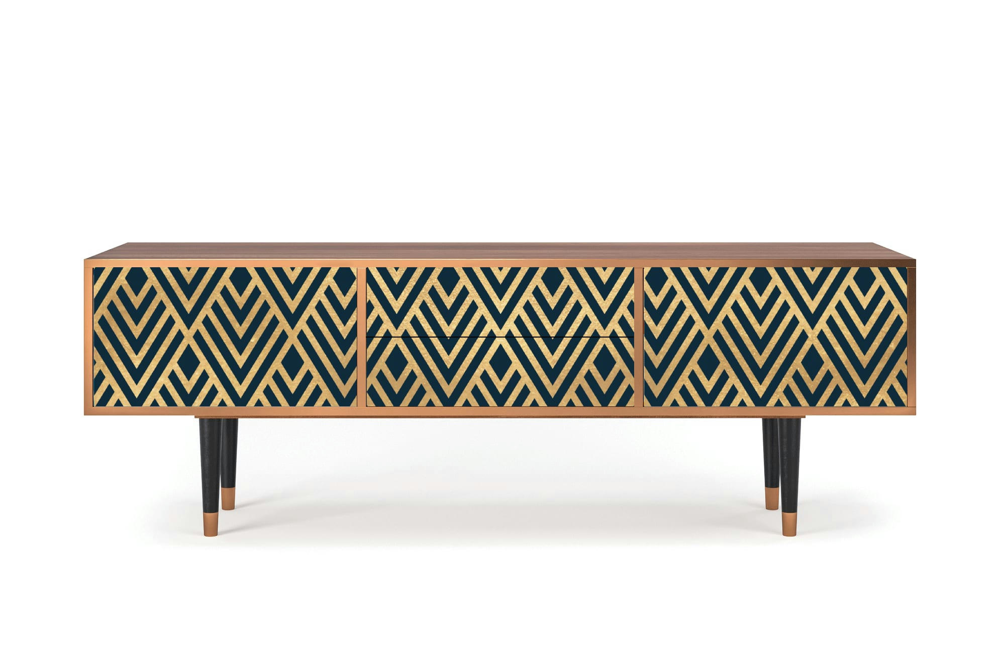 EGYPT TRIANGLES - Meuble TV  bleu 2 tiroirs et 2 portes L 170 cm