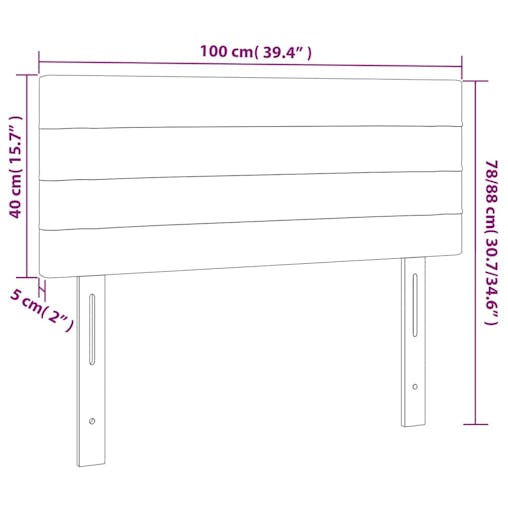 NNEVL LED Headboard Dark Grey 100x5x78/88 cm Fabric