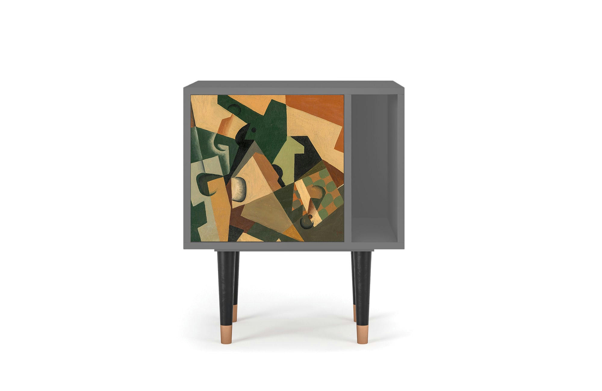 GLASS AND CHECKERBOARD BY JUAN GRIS - Table de chevet multicolore 1 porte L 58 cm