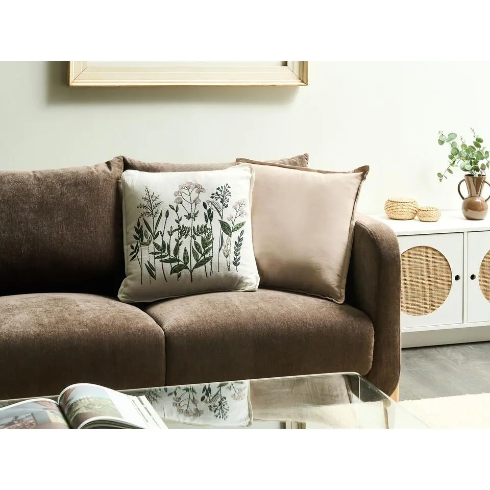 FERNA - Set van 2 sierkussens - Beige/Wit - 45 x 45 cm - Katoen