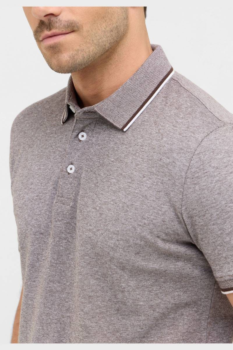 ETERNA Regular Fit Poloshirt dunkelbraun, Strukturiert