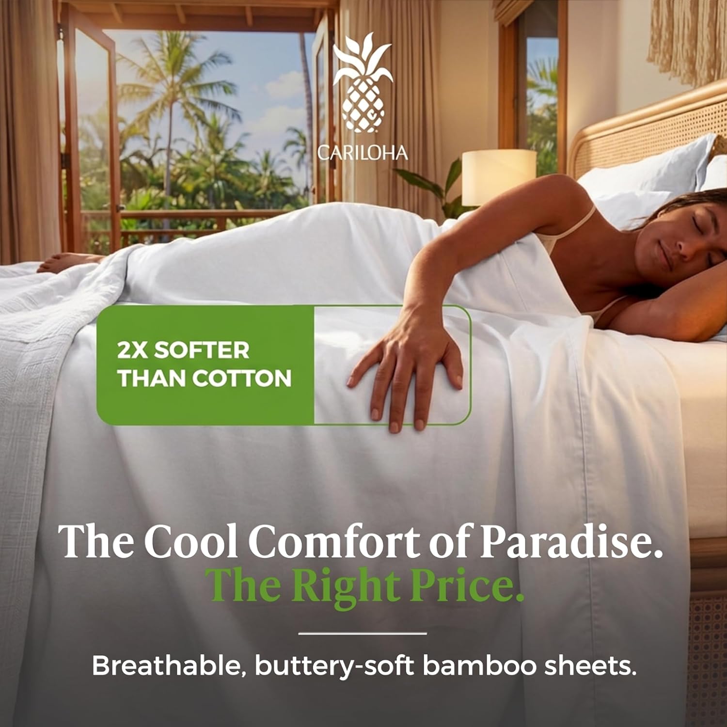 Cariloha 100% Organic Bamboo Viscose Sheets – 4-Piece King Sheet Set – 16 in Deep Pockets – Buttery Soft, Hypoallergenic, Cooling Sheets – Oeko-TEX Standard 100 – White