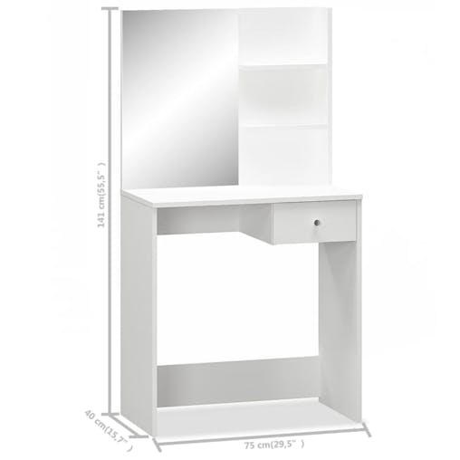 NNEVL Dressing Table Chipboard 75x40x141 cm White