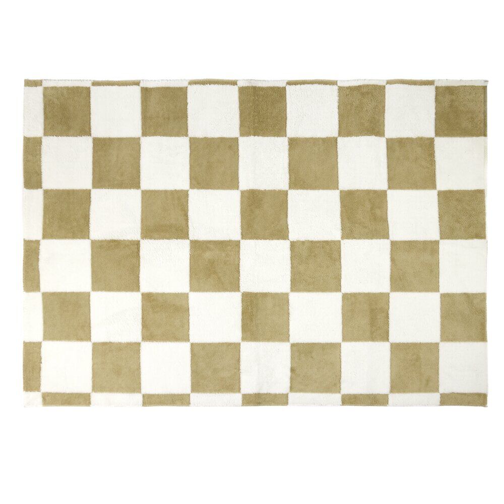Tapis rectangulaire damier polyester 114x190cm (2 modèles beige ou rouge)