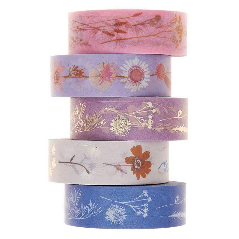 FLEURS SÉCHÉES - 5 masking tapes fleurs 1,5cmx10m