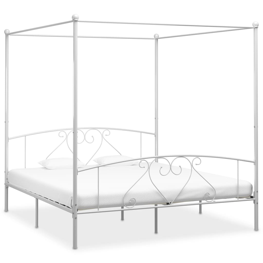 Rama łóżka Biały 200 x 200 cm Metal vidaXL