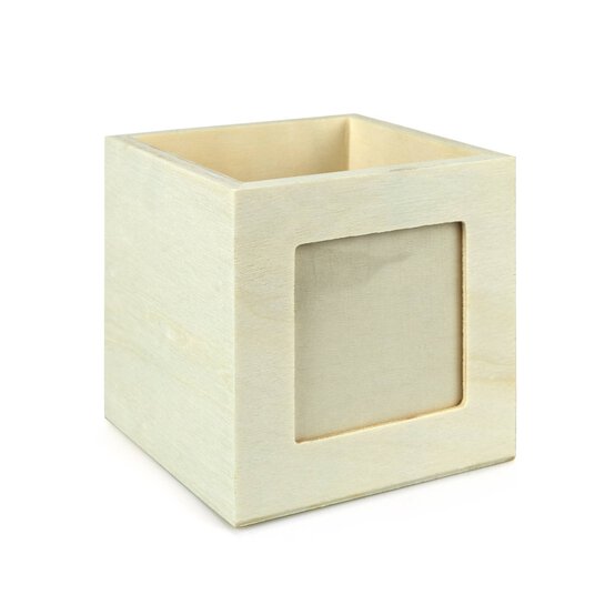 Wooden Pen Holder with Frame 10cm