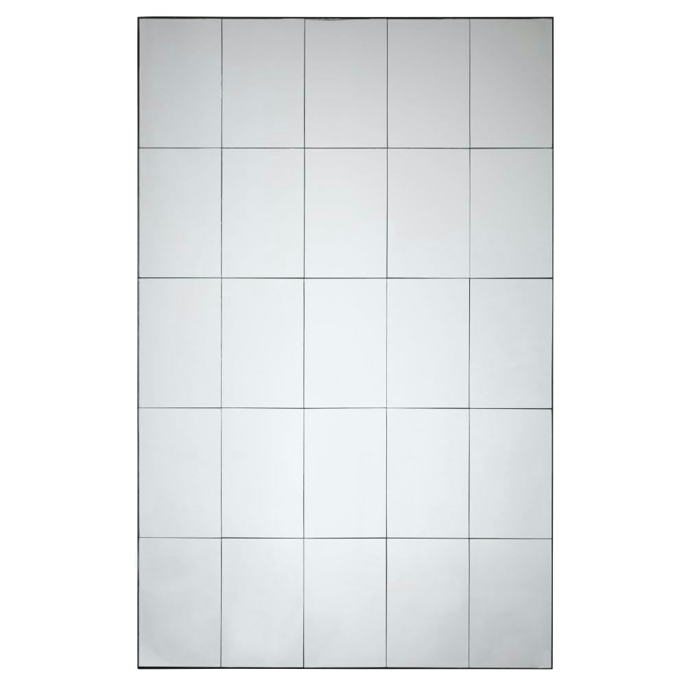 ANDY - Grand miroir fenêtre rectangulaire en métal noir 110x170