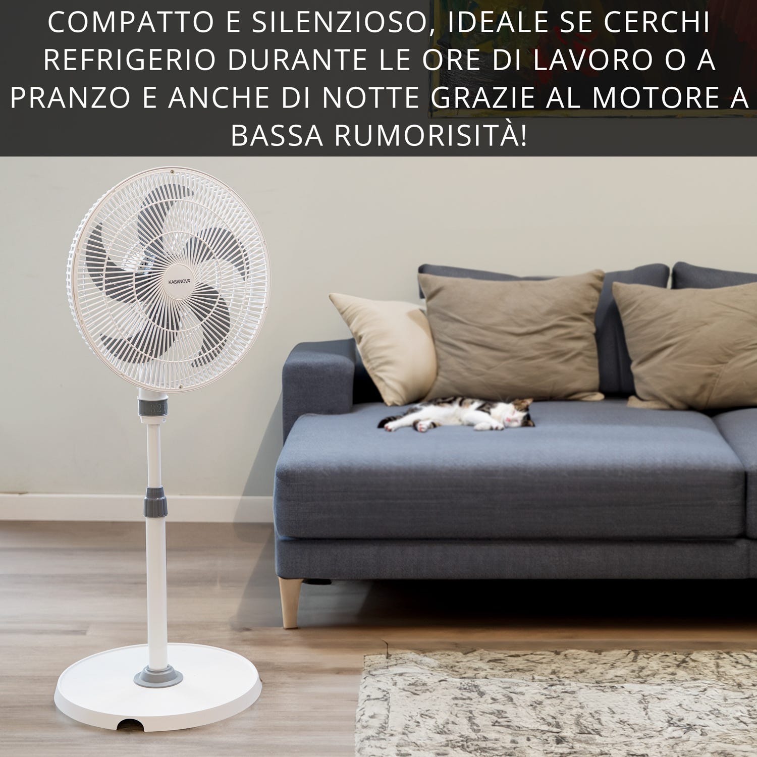 Ventilatore a piantana regolabile e silenzioso