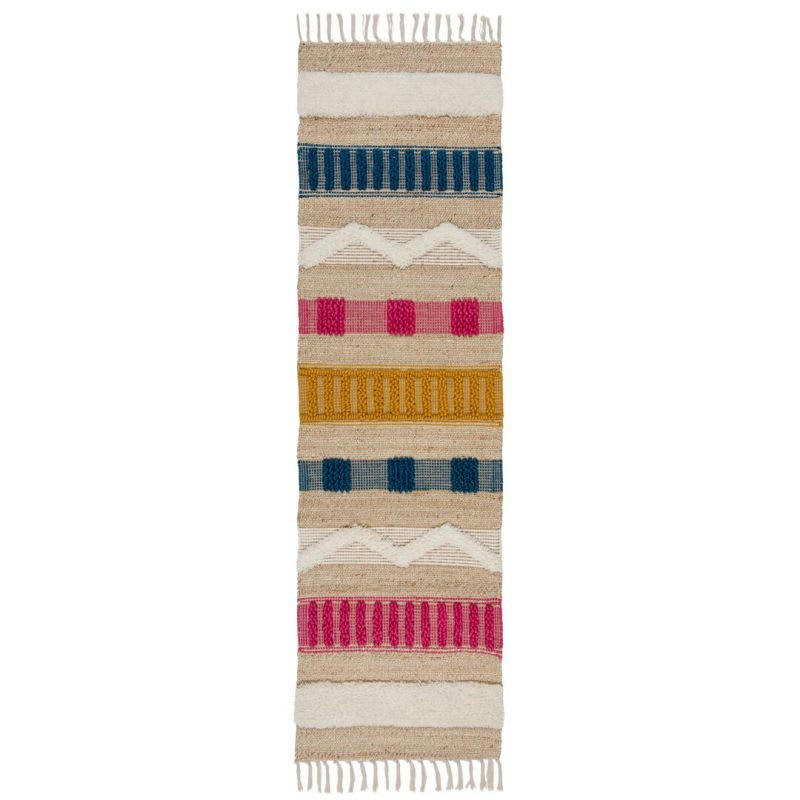 MEDINA - Tapis en jute à reliefs crème  Multicolore 60 x 230