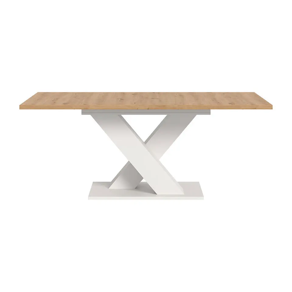 Hioshop Motion eetkamertafel X-poot 90x150/190cm incl 1 verlengblad eik decor-