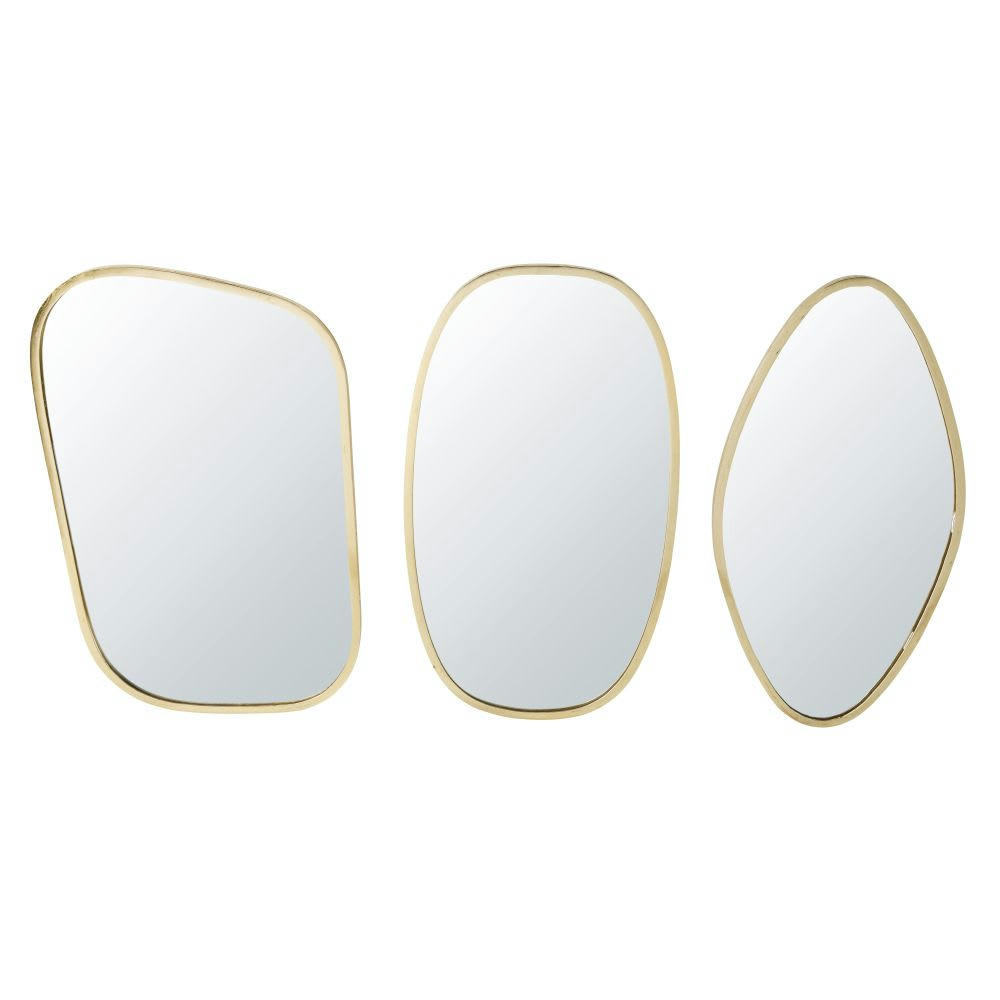 MARINA - Miroirs organiques en métal doré (x3) 37x59