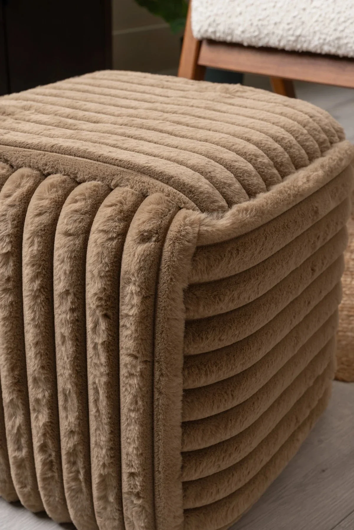 Taupe Wrap Cord Footstool