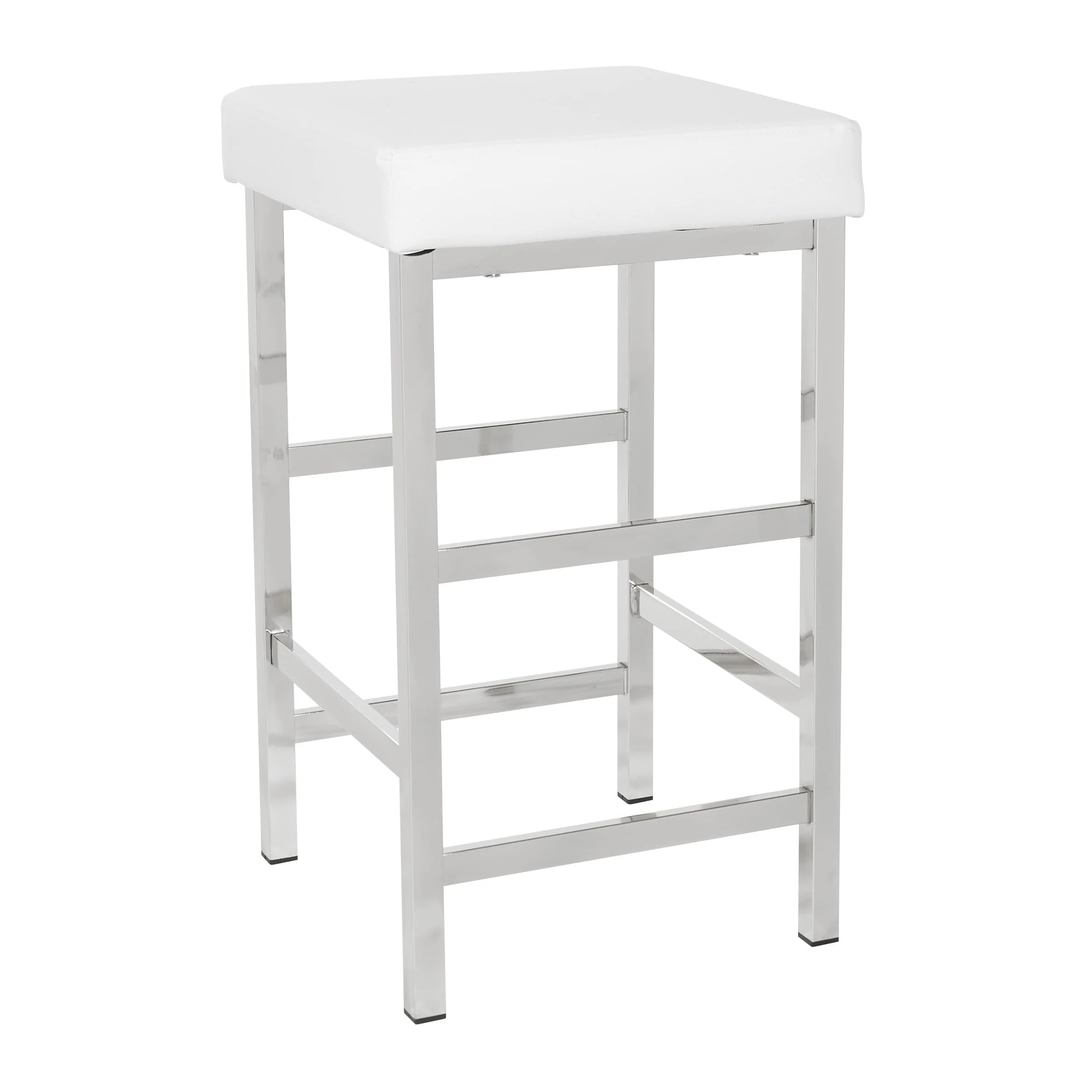 Porch & Den Mulloy Chrome 26-inch Backless Stool