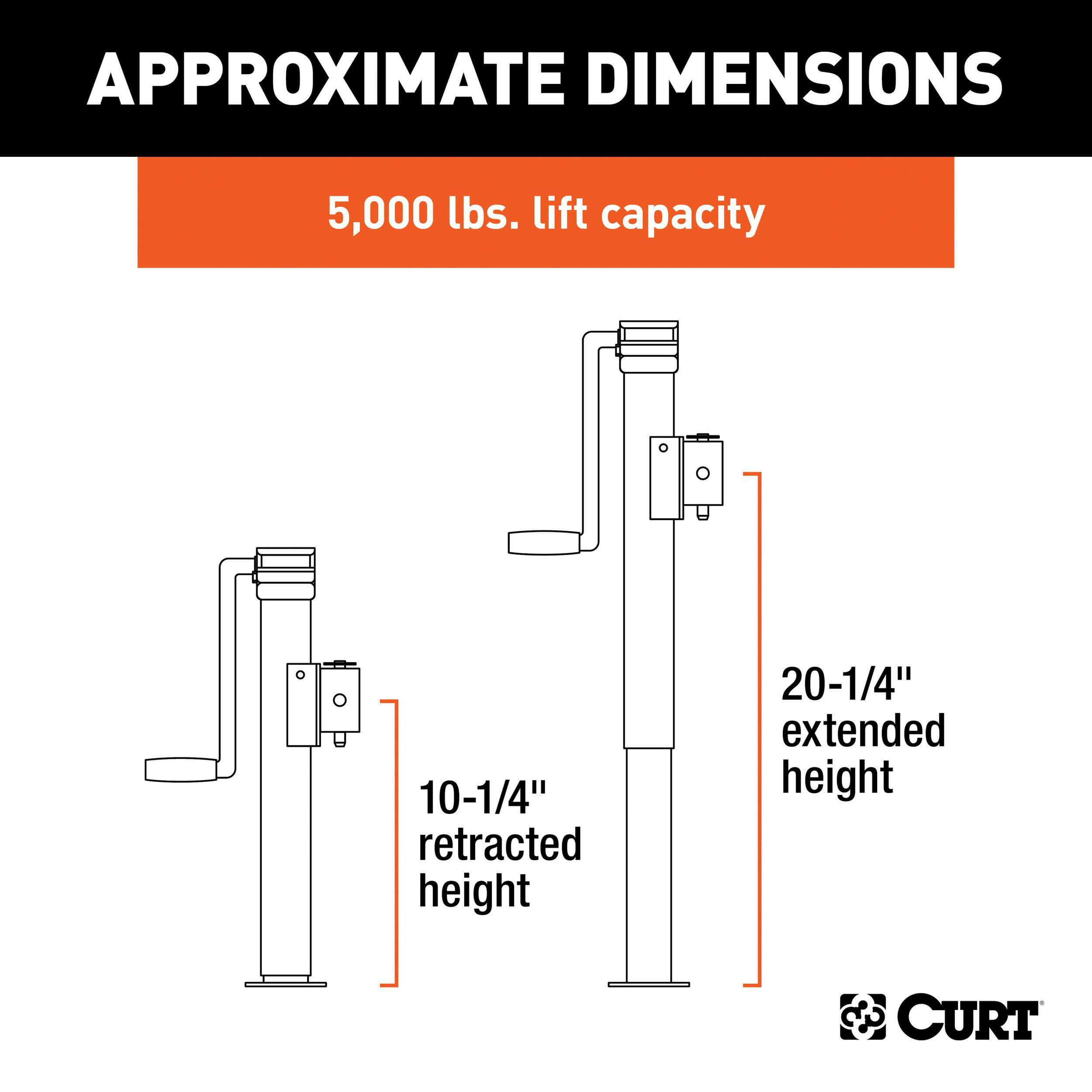 CURT Pipe-Mount Swivel Jack with Side Handle