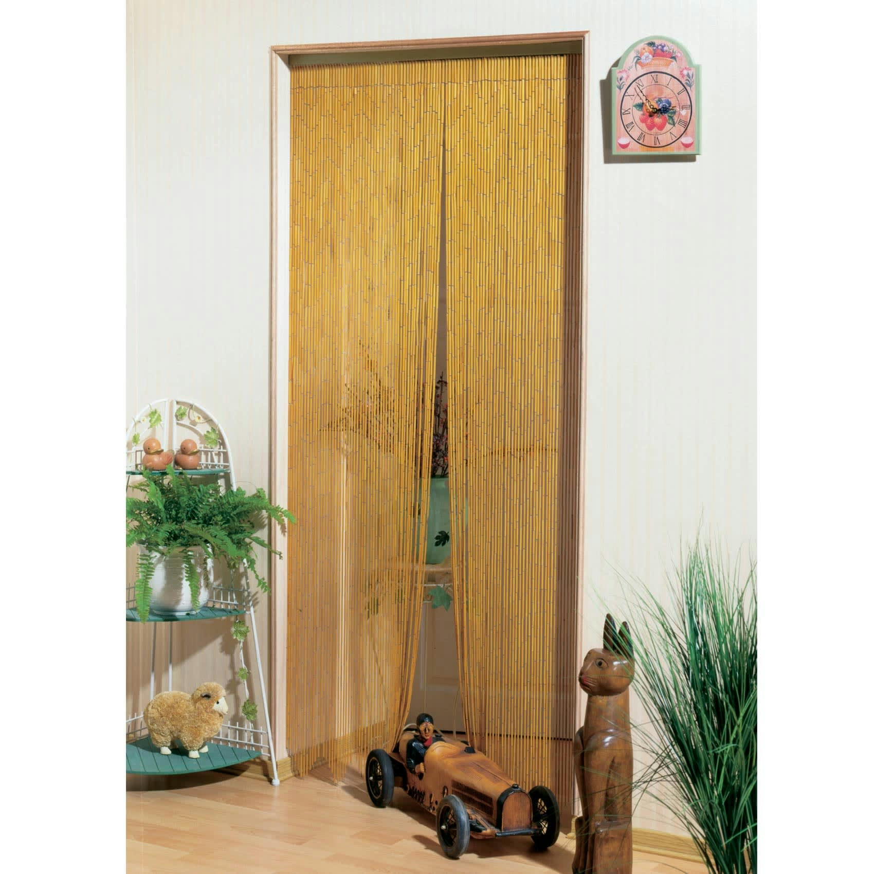 - Rideau en bâtonnet de bambou vernis métal/bambou naturel 90x200cm