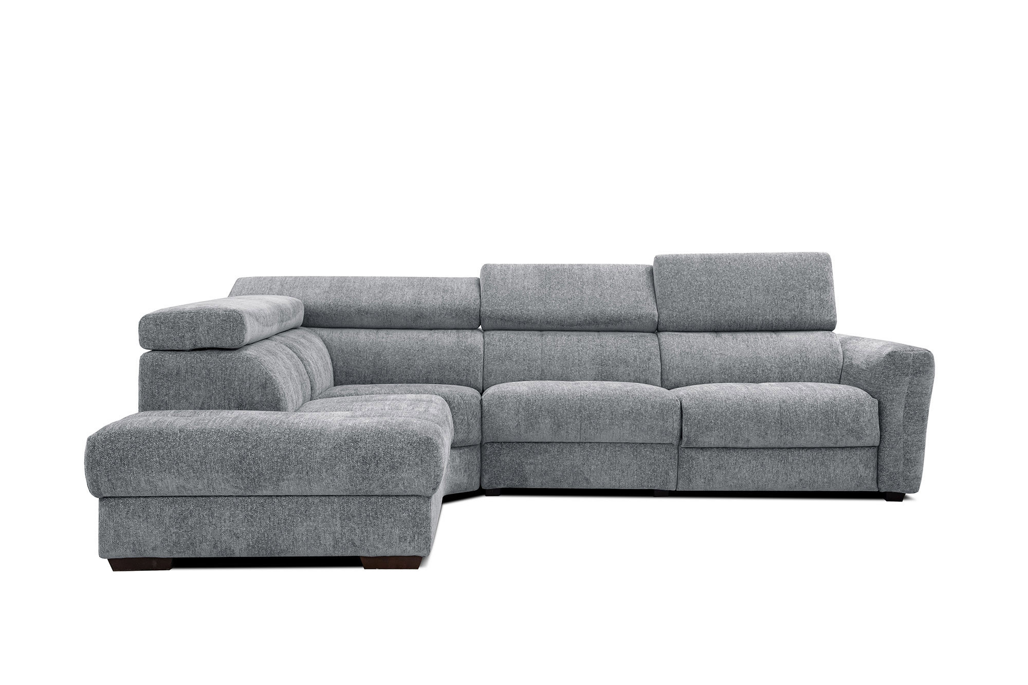 CALVERA Sofa narożna 5 osobowa lewa, 1 x Relax Zero Gravity, szara