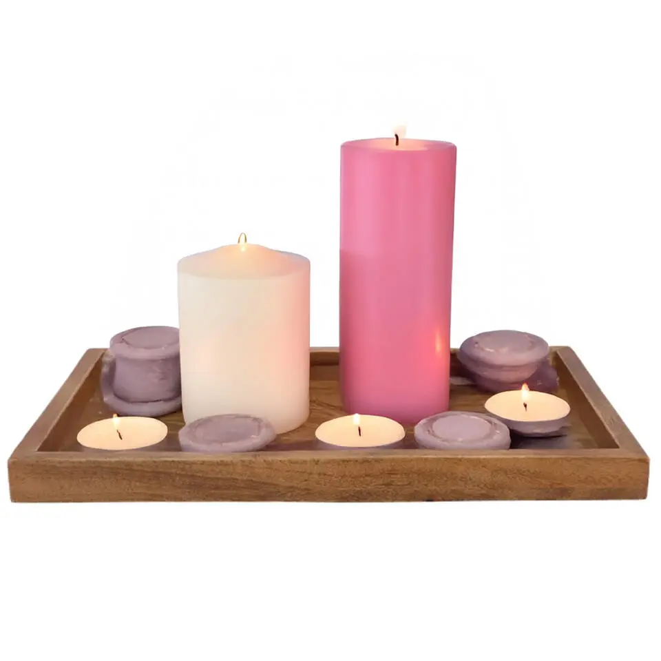 DK Design Kaarsenbord/dienblad Mumbai - mangohout - 37 x 23 cm