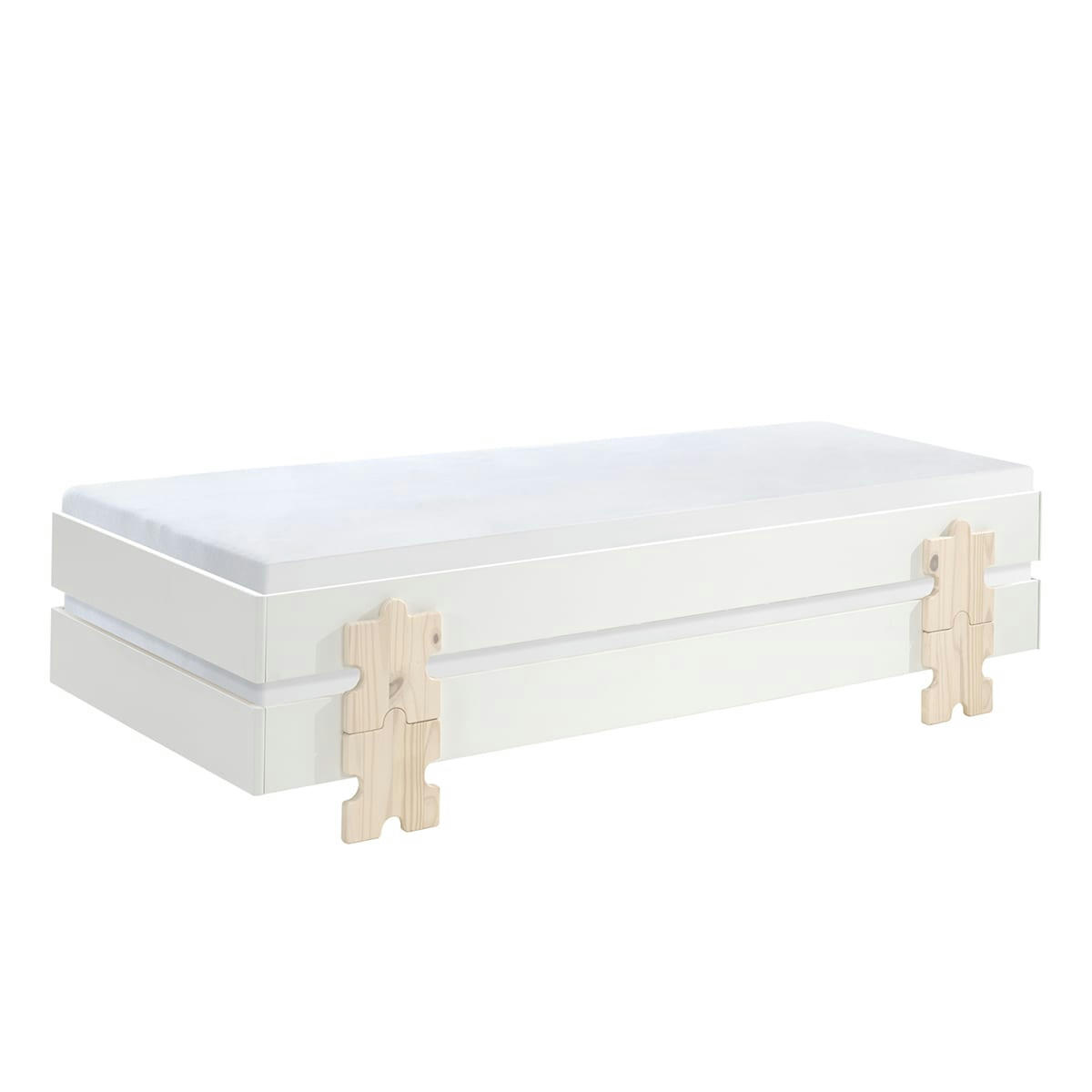 MODULO - Lot de 2 lit empilable 90x200 sommier inclus blanc