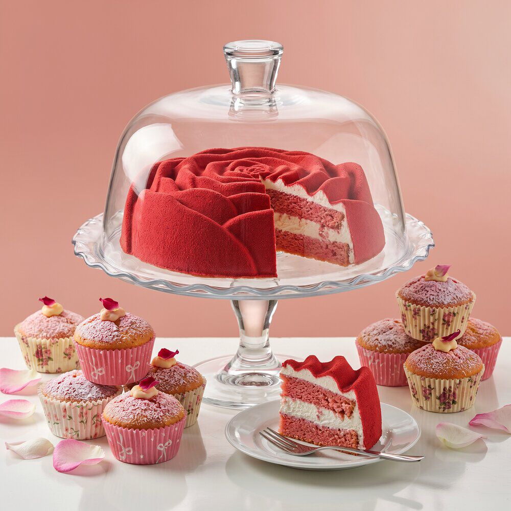 Cloche à gâteau en verre Ø26xH18,5cm avec support sur pied