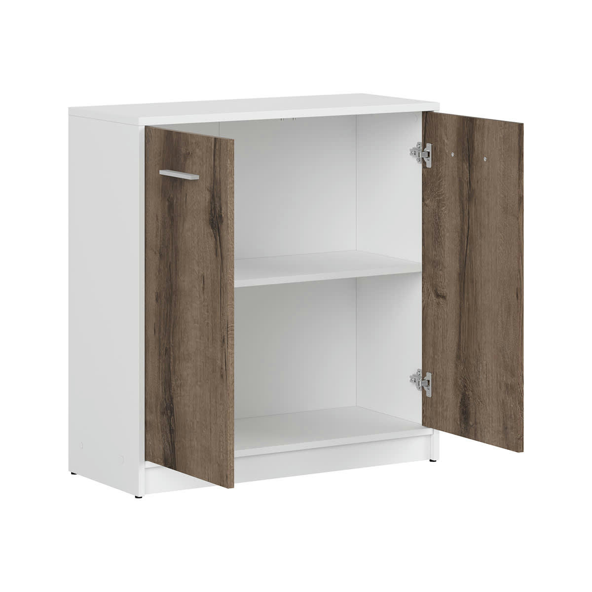 - Buffet 2 portes stratifiés naturel foncé et blanc