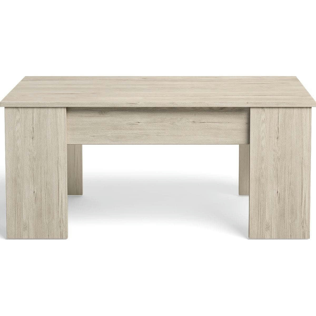 ARIZONA - Table basse élevable blanche et effet bois 100 cm