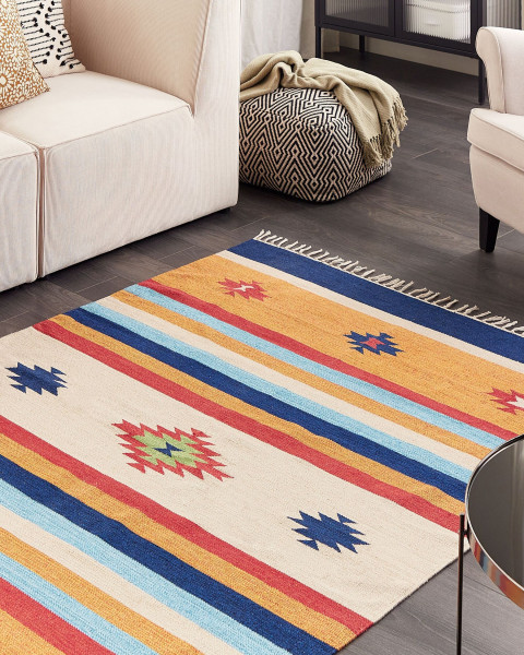 Dywan bawełniany kilim 140 x 200 cm wielokolorowy