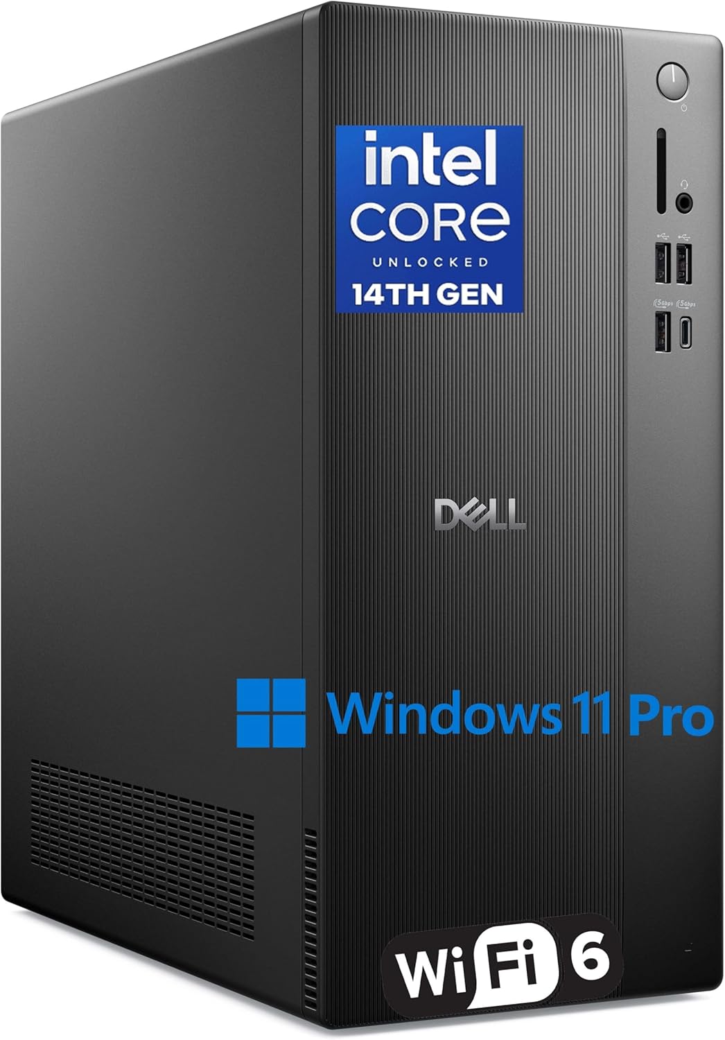 Dell Tower PC Ect1250 Desktop Computers for Home & Business  14th Gen Intel 4-Core Processor  16GB DDR5 RAM  512GB PCIe SSD  WiFi 6  Bluetooth  DisplayPort  HDMI  Type-C  Windows 11 Pro