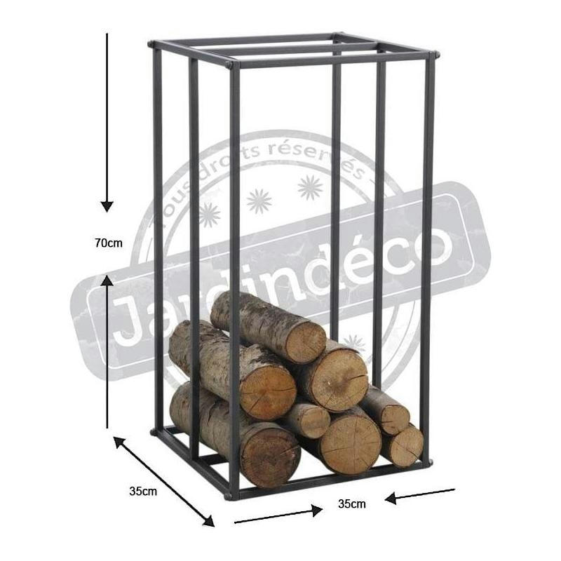 - Rack à bûches vertical en métal gris
