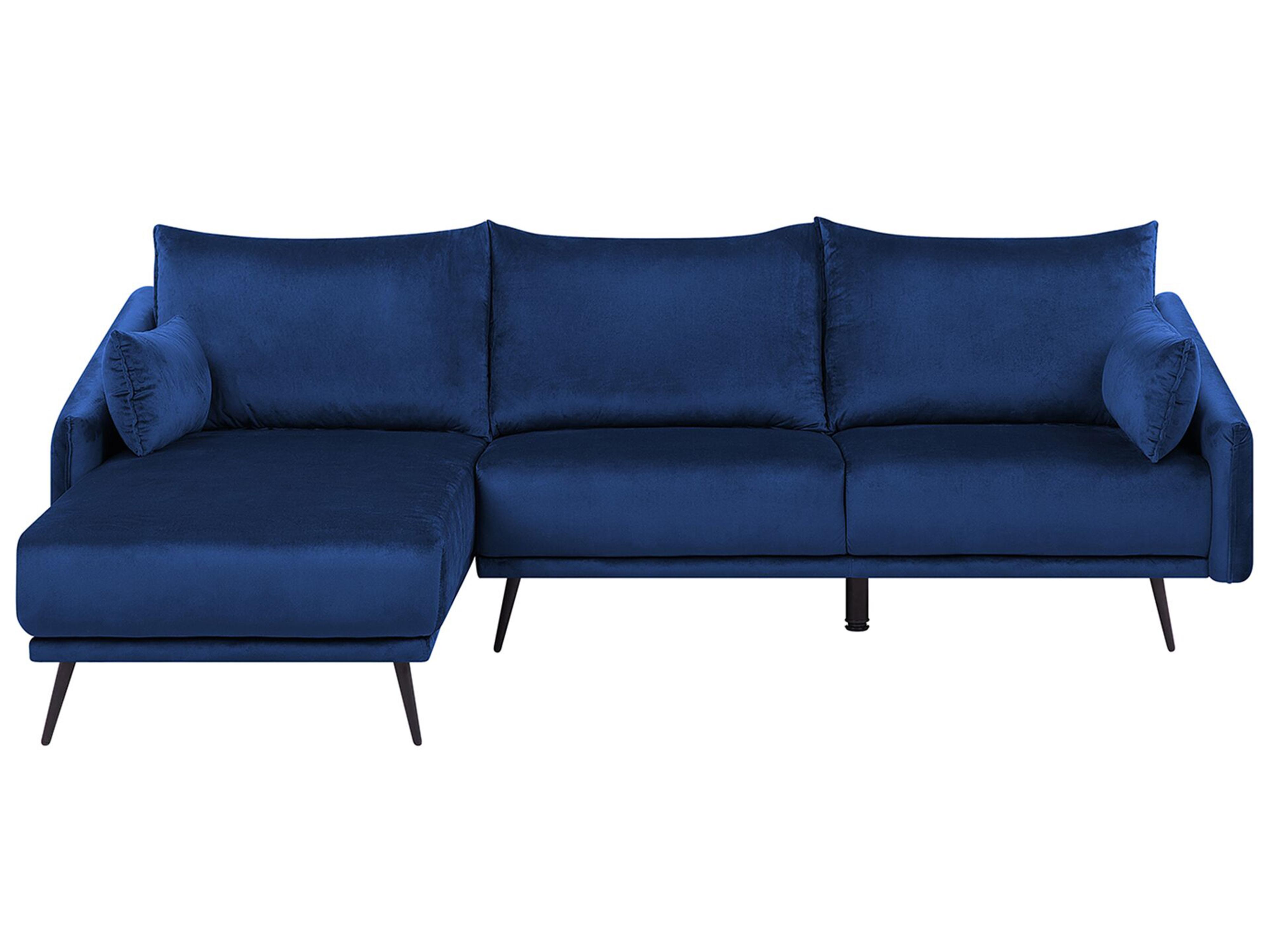 Corner Sofa 3 Seater VARDE Velvet Navy Blue Right Hand