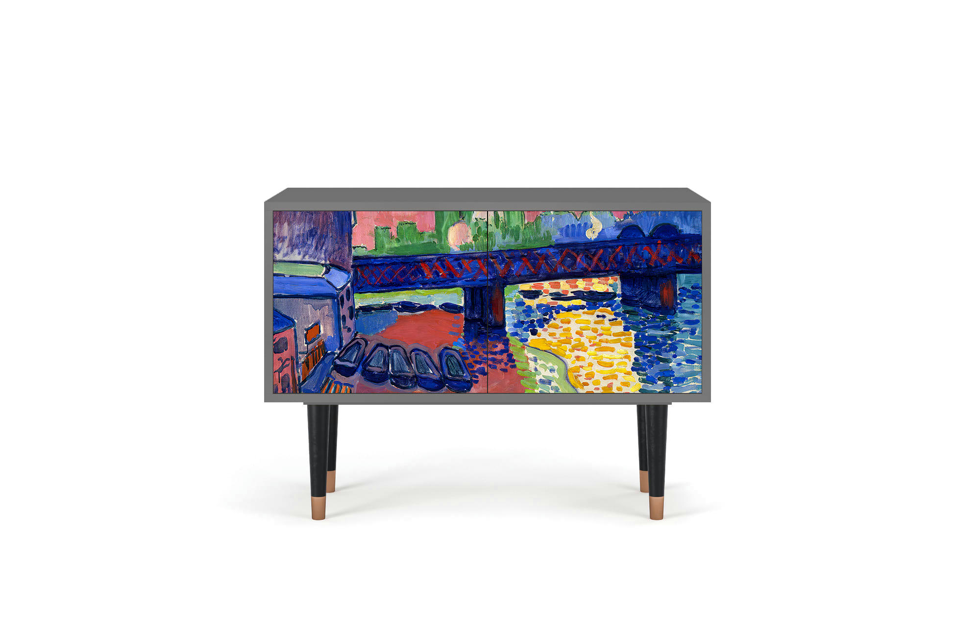 CHARING CROSS BRIDGE BY ANDRE DEAIN - Buffet bas  multicolore 2 portes L 94 cm