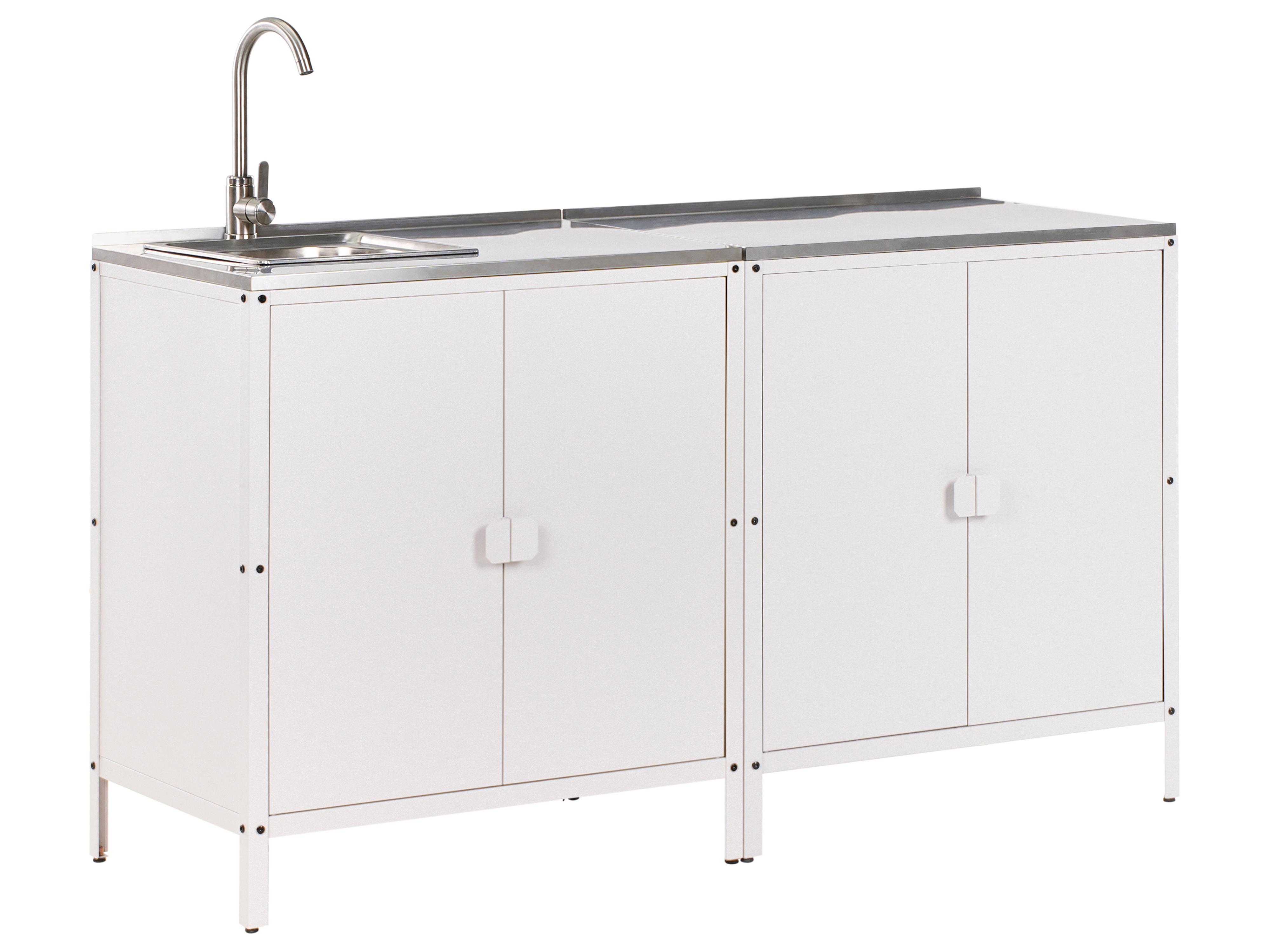 2 Piece Outdoor Kitchen Set with Sink VILAMA Metal White