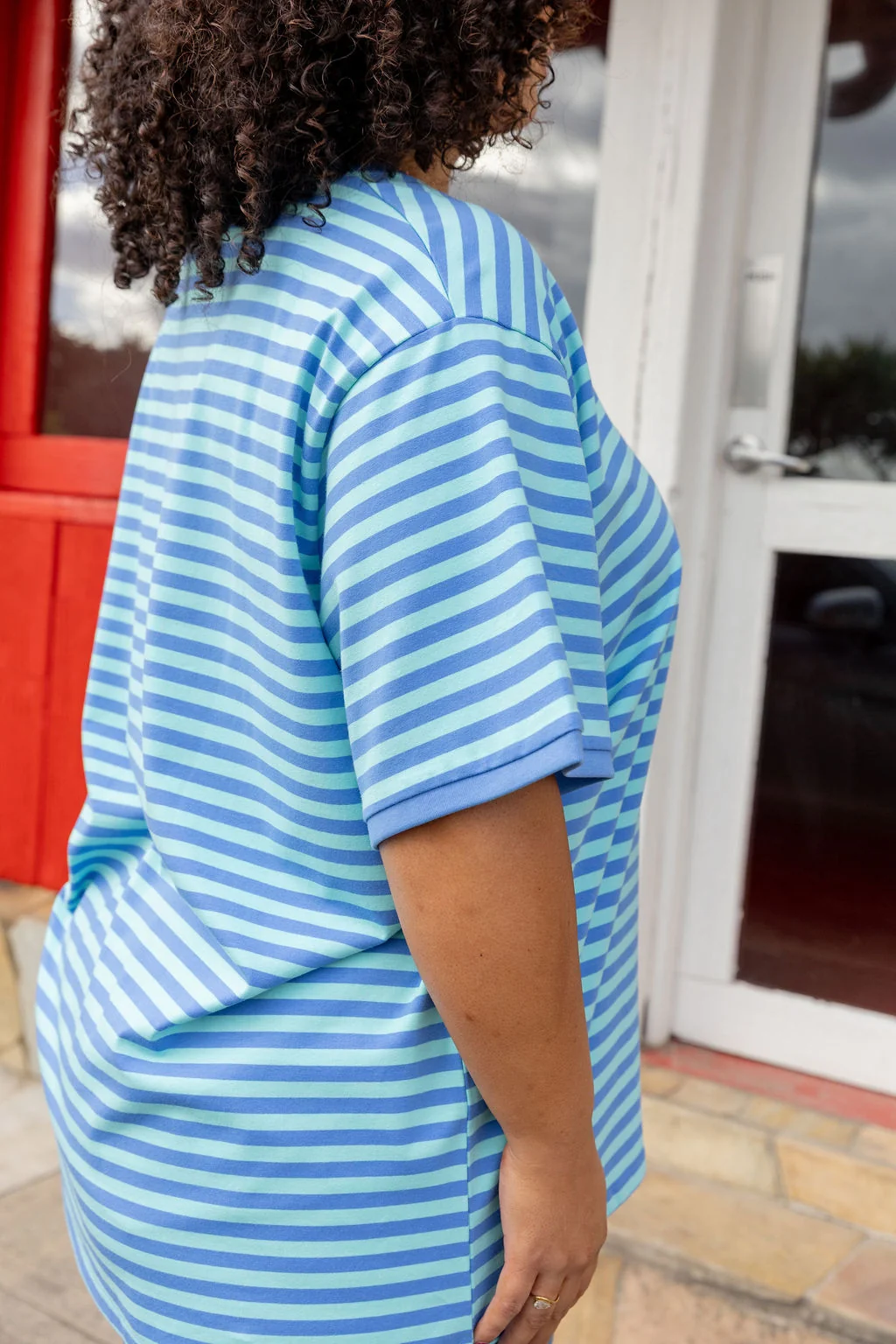 Striped Tee in Blue/Aqua