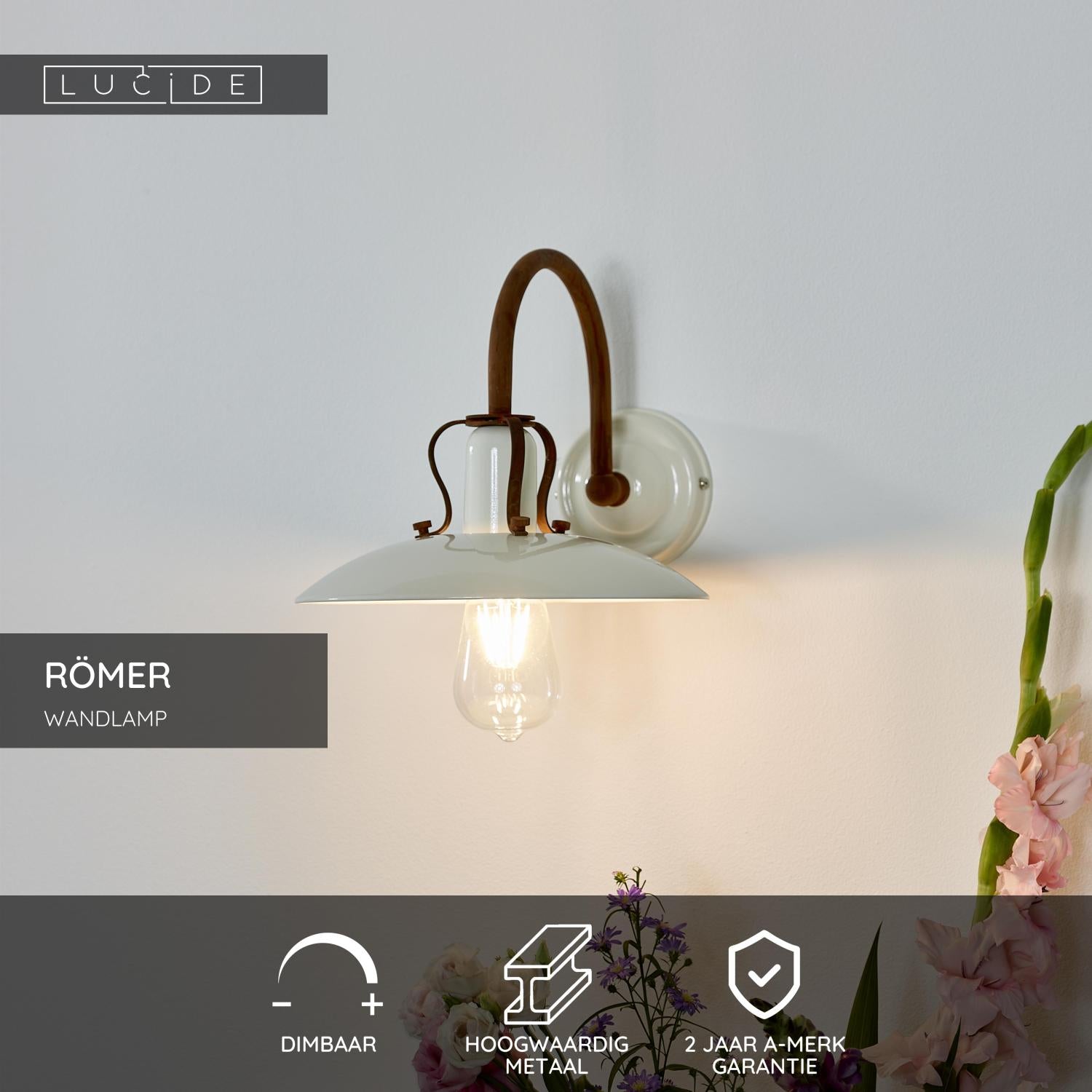 Lucide RÖMER Wandlamp - Beige