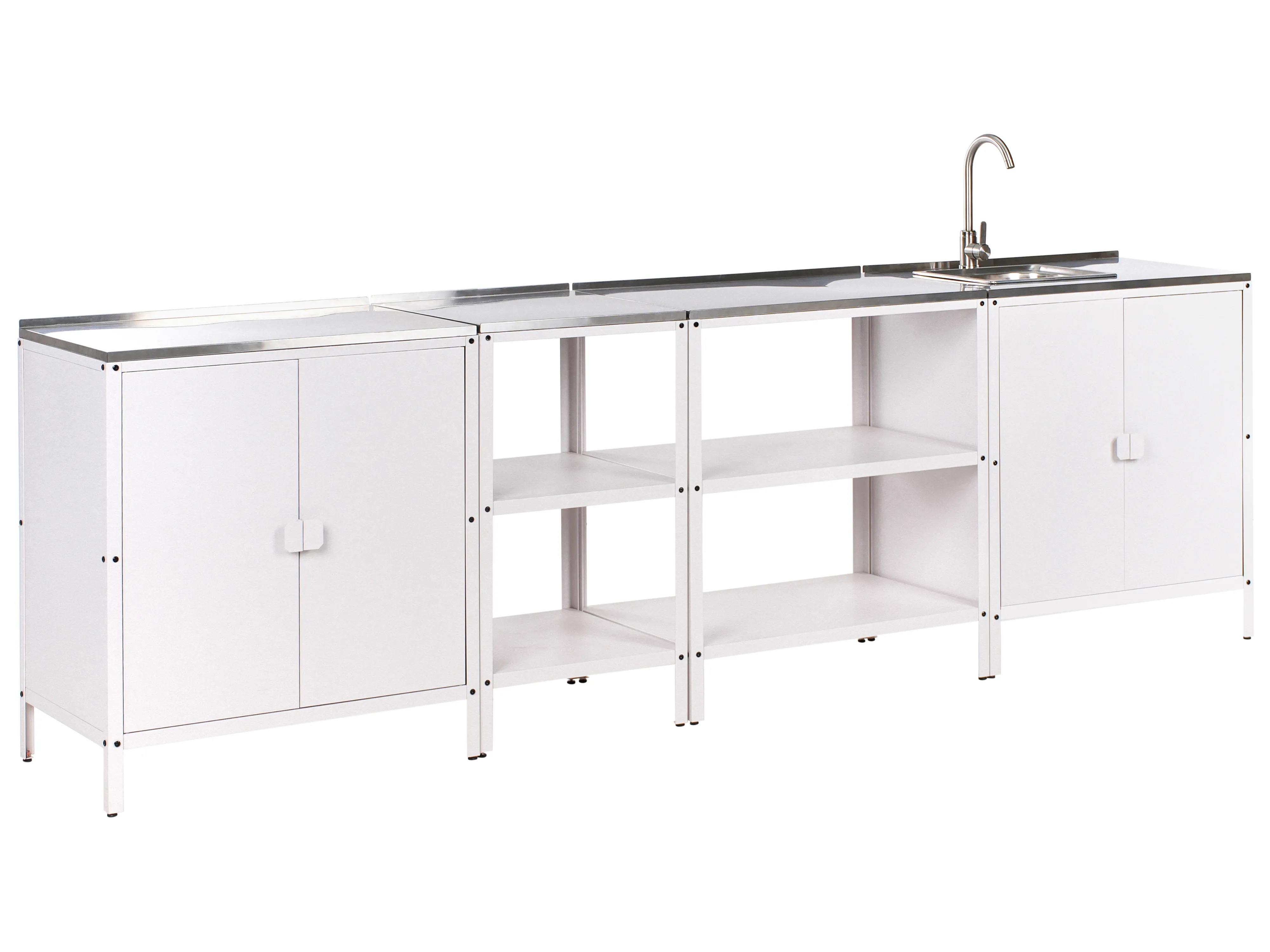 4 Piece Outdoor Kitchen Set with Sink VILAMA Metal White