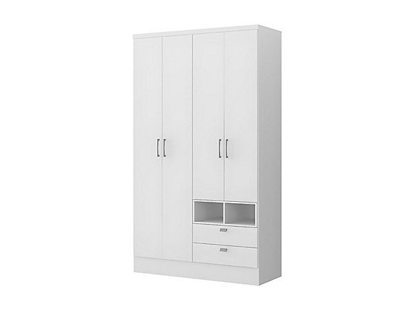 Armoire ODILON - 4 portes &2 tiroirs - L.120 cm - Blanc