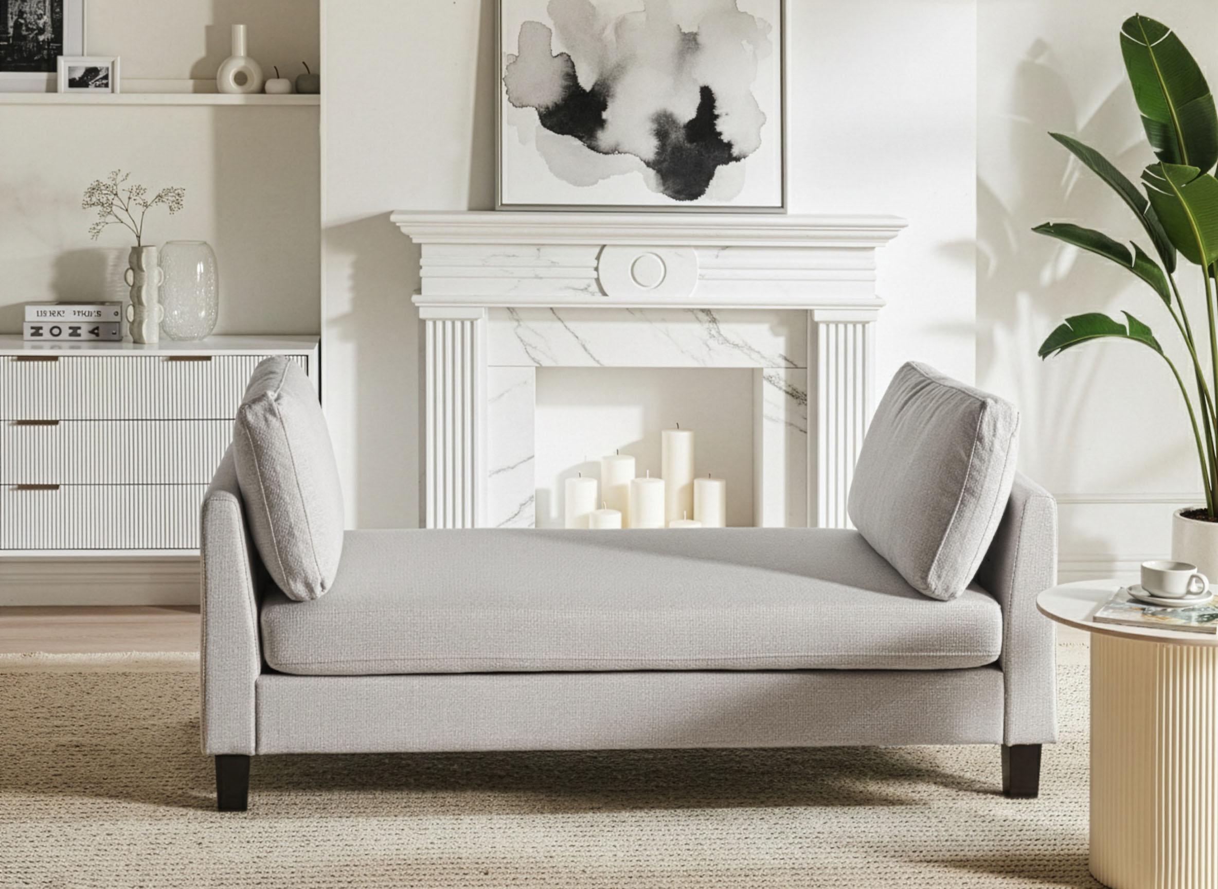 Chaise Longue ARCHIANE Fabric Light Grey