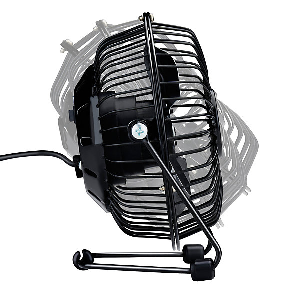 Mini ventilateur de table pivotant USB en métal noir Ø13 cm