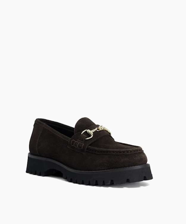 Grissini Brown - Suede Hardware-Detail Loafers